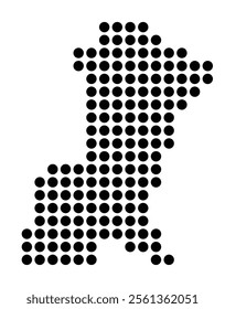 Symbol Map of the City Heerhugowaard (Netherlands) showing the city with a pattern of just a few black dots