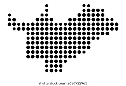 Symbol Map of the city Heide (Schleswig-Holstein, Germany) showing the city with a pattern of just a few black dots