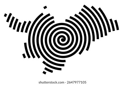 Symbol Map of the city Heide (Schleswig-Holstein, Germany) showing the city with a black spiral line
