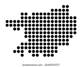 Symbol Map of the City Heidelberg (Germany) showing the city with a pattern of just a few black dots