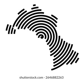 Mapa de símbolos da cidade Heidenau (Sachsen, Alemanha) mostrando a cidade com uma linha espiral preta