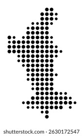 Symbol Map of the city Heilbad Heiligenstadt (Thüringen, Germany) showing the city with a pattern of just a few black dots