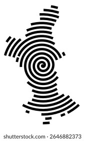Symbol Map of the city Heilbad Heiligenstadt (Thüringen, Germany) showing the city with a black spiral line