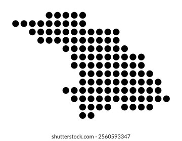 Symbol Map of the City Heilbronn (Germany) showing the city with a pattern of just a few black dots