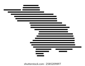 Symbol Map of the City Heilbronn (Germany) showing the city with just a few black horizontal lines