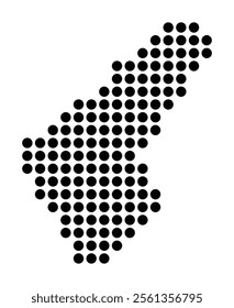 Symbol Map of the City Helligands (Denmark) showing the city with a pattern of just a few black dots