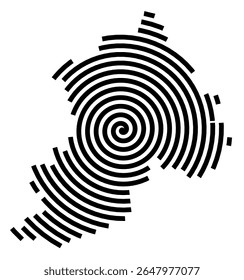 Symbol Map of the city Hemmingen (Niedersachsen, Germany) showing the city with a black spiral line