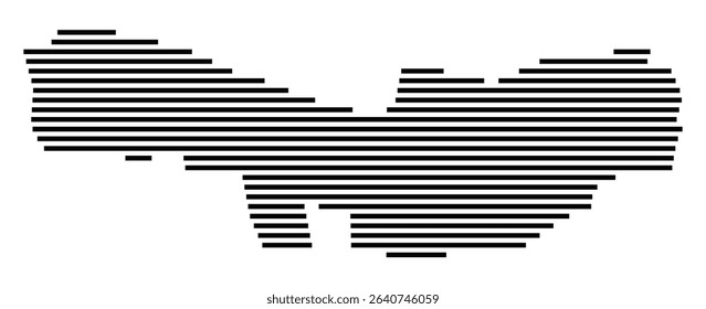 Symbol Map of the city Hemsbach (Baden-Württemberg, Germany) showing the area of the city with just a few black horizontal lines