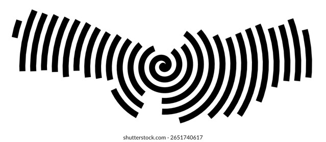 Mapa de símbolos da cidade Hemsbach (Baden-Württemberg, Alemanha) mostrando a cidade com uma linha espiral preta