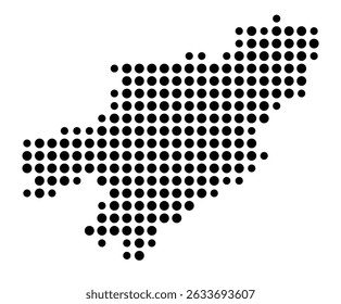 Symbol Map of the city Herborn (Hessen, Germany) showing the city with a pattern of just a few black dots