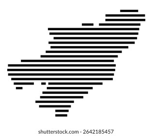 Symbol Map of the city Herborn (Hessen, Germany) showing the area of the city with just a few black horizontal lines