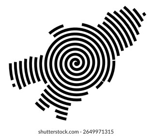 Symbol Map of the city Herborn (Hessen, Germany) showing the city with a black spiral line