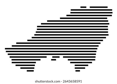 Mapa de símbolos da cidade Herdecke (Nordrhein-Westfalen, Alemanha) mostrando a área da cidade com apenas algumas linhas horizontais pretas