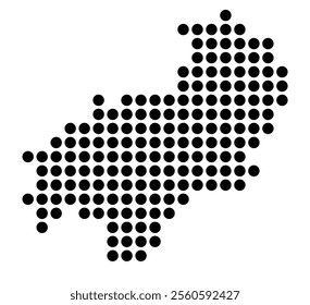 Symbol Map of the City Herford (Germany) showing the city with a pattern of just a few black dots