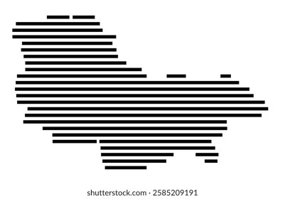 Symbol Map of the City Herrenberg (Germany) showing the city with just a few black horizontal lines