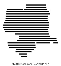 Symbol Map of the city Herxheim bei Landau_Pfalz (Rheinland-Pfalz, Germany) showing the area of the city with just a few black horizontal lines
