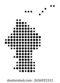 Symbol Map of the city Herzberg am Harz (Niedersachsen, Germany) showing the city with a pattern of just a few black dots