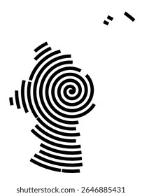 Symbol Map of the city Herzberg am Harz (Niedersachsen, Germany) showing the city with a black spiral line
