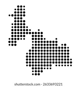 Symbol Map of the city Wächtersbach (Hessen, Germany) showing the city with a pattern of just a few black dots