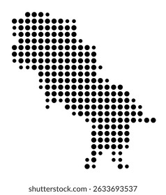 Symbol Map of the city Mörlenbach (Hessen, Germany) showing the city with a pattern of just a few black dots