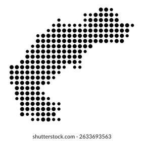 Symbol Map of the city Langgöns (Hessen, Germany) showing the city with a pattern of just a few black dots