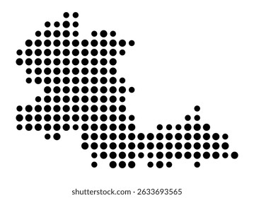 Symbol Map of the city Künzell (Hessen, Germany) showing the city with a pattern of just a few black dots