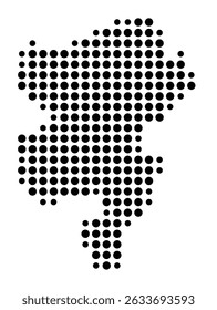 Symbol Map of the city Hünstetten (Hessen, Germany) showing the city with a pattern of just a few black dots