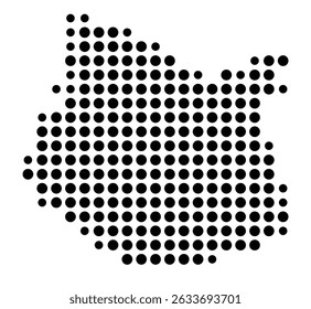 Symbol Map of the city Bürstadt (Hessen, Germany) showing the city with a pattern of just a few black dots