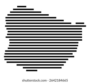 Symbol Map of the city Roßdorf (Hessen, Germany) showing the area of the city with just a few black horizontal lines