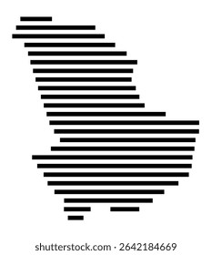 Symbol Map of the city Schöneck (Hessen, Germany) showing the area of the city with just a few black horizontal lines