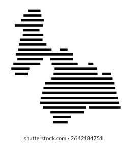 Symbol Map of the city Wächtersbach (Hessen, Germany) showing the area of the city with just a few black horizontal lines
