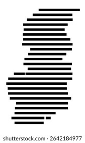 Symbol Map of the city Mühltal (Hessen, Germany) showing the area of the city with just a few black horizontal lines