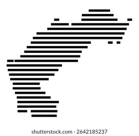 Symbol Map of the city Langgöns (Hessen, Germany) showing the area of the city with just a few black horizontal lines
