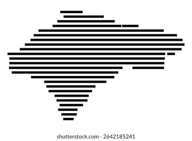 Symbol Map of the city Hüttenberg (Hessen, Germany) showing the area of the city with just a few black horizontal lines