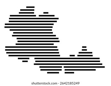 Symbol Map of the city Künzell (Hessen, Germany) showing the area of the city with just a few black horizontal lines