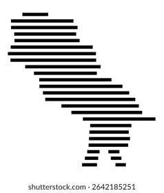 Symbol Map of the city Mörlenbach (Hessen, Germany) showing the area of the city with just a few black horizontal lines