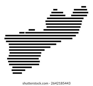 Symbol Map of the city Gründau (Hessen, Germany) showing the area of the city with just a few black horizontal lines