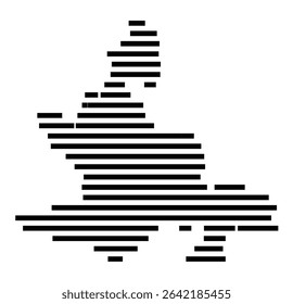 Symbol Map of the city Grünberg (Hessen, Germany) showing the area of the city with just a few black horizontal lines