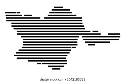 Symbol Map of the city Fürth (Hessen, Germany) showing the area of the city with just a few black horizontal lines