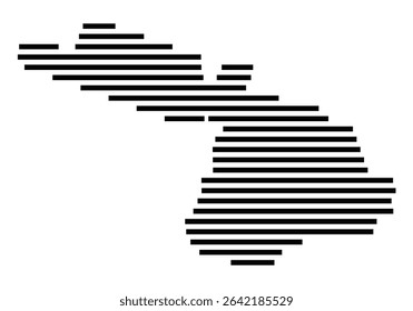 Symbol Map of the city Groß-Zimmern (Hessen, Germany) showing the area of the city with just a few black horizontal lines
