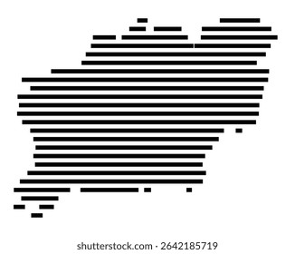 Symbol Map of the city Büdingen (Hessen, Germany) showing the area of the city with just a few black horizontal lines