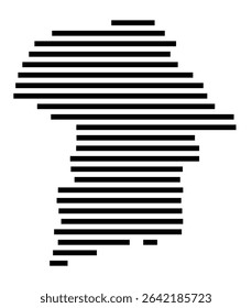Symbol Map of the city Bruchköbel (Hessen, Germany) showing the area of the city with just a few black horizontal lines