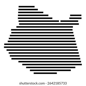 Symbol Map of the city Bürstadt (Hessen, Germany) showing the area of the city with just a few black horizontal lines