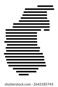 Symbol Map of the city Büttelborn (Hessen, Germany) showing the area of the city with just a few black horizontal lines