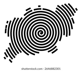 Symbol Map of the city Büdingen (Hessen, Germany) showing the city with a black spiral line