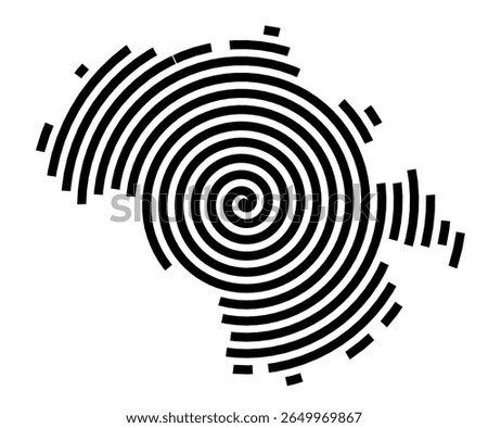 Symbol Map of the city Groß-Umstadt (Hessen, Germany) showing the city with a black spiral line