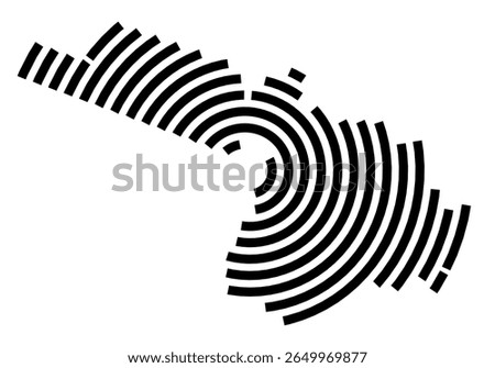 Symbol Map of the city Groß-Zimmern (Hessen, Germany) showing the city with a black spiral line