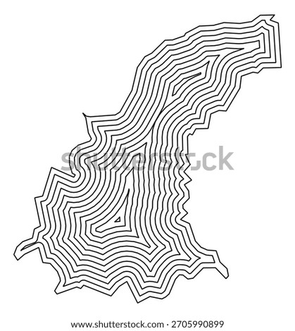 Symbol Map of the city Groß-Gerau (Hessen, Germany) showing the city border buffered inside multiple times