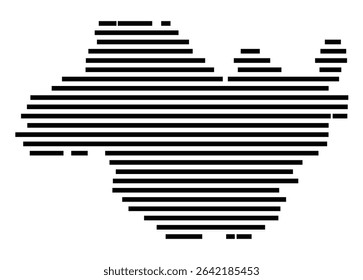 Symbol Map of the city Hessisch Lichtenau (Hessen, Germany) showing the area of the city with just a few black horizontal lines