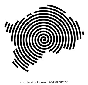 Symbol Map of the city Hessisch Oldendorf (Niedersachsen, Germany) showing the city with a black spiral line